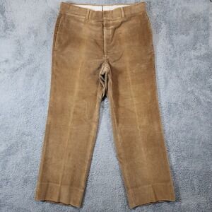 Vintage Brooks Brothers Corduroy Pants Mens 36x28 Beige Flat Front Made in USA
